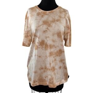 AG Adriano Goldschmied Beige White T-Shirt Cotton Tie Dye Pullover Tee S Small